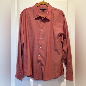 John Varvatos Shirt XXL Red Men's 2XL Button Down 100% Cotton Casual Lightweight